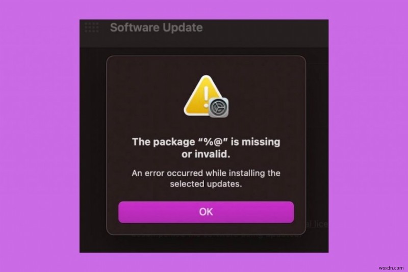 पैकेज को ठीक करें %@ गुम है या अमान्य macOS मोंटेरे अपग्रेड त्रुटि है