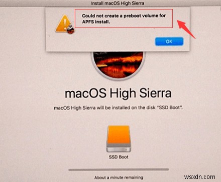 [हल किया गया] APFS इंस्टाल के लिए प्रीबूट वॉल्यूम नहीं बना सका 