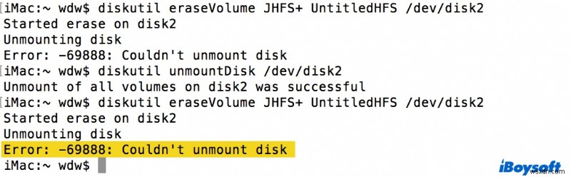 मैक त्रुटि को ठीक करें आंतरिक और बाहरी डिस्क पर डिस्क 69888 को अनमाउंट नहीं कर सका