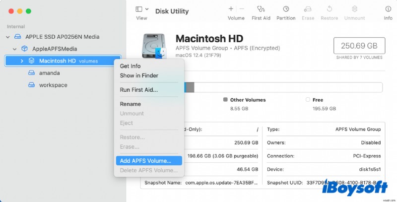एक अलग APFS वॉल्यूम (macOS Ventura) पर macOS इंस्टॉल करने पर गाइड