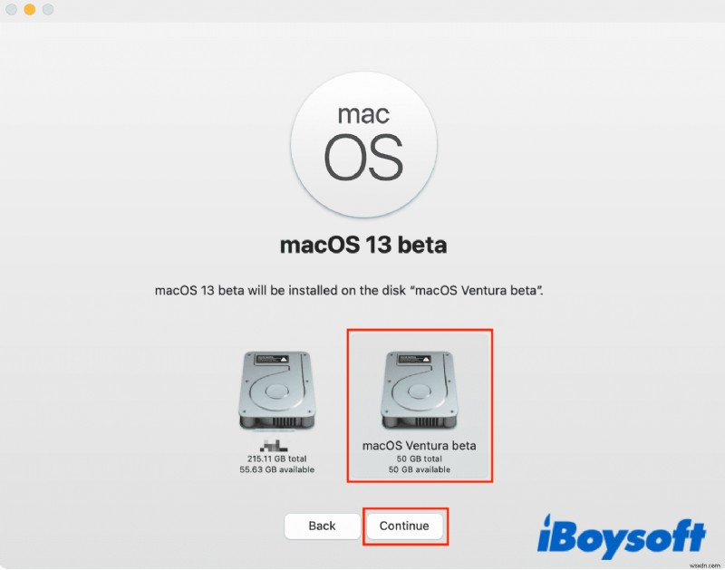 एक अलग APFS वॉल्यूम (macOS Ventura) पर macOS इंस्टॉल करने पर गाइड