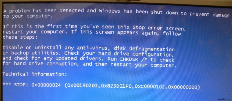Windows Blue Screen त्रुटि  0x00000024  को कैसे ठीक करें