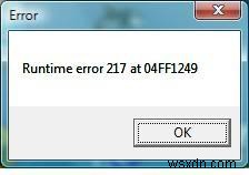 रनटाइम त्रुटि 217 को कैसे ठीक करें