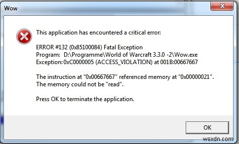 WOW.exe अनुप्रयोग त्रुटियाँ - WOW.exe (Warcraft की दुनिया) त्रुटियों को कैसे सुधारें 