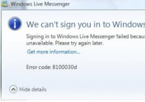 8100030d Windows Live Messenger त्रुटि - ठीक करें