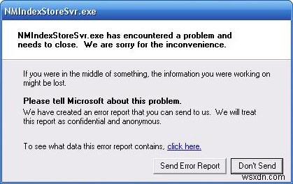 Nmindexstoresvr.exe त्रुटि सुधार ट्यूटोरियल