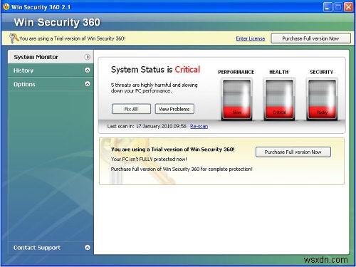 Win Security 360 निकालें - निष्कासन निर्देश