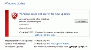 80072EFE त्रुटि सुधार - Windows अद्यतन त्रुटि सुधार
