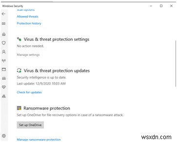 विंडोज़ 10 में काम नहीं कर रहे वायरस और खतरे से सुरक्षा को ठीक करें