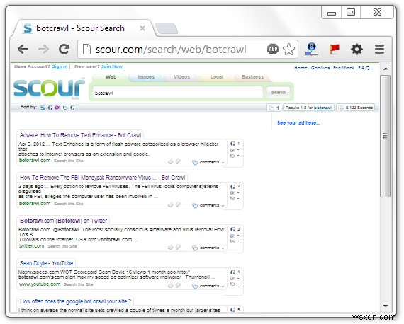 Scour.com रीडायरेक्ट वायरस को अपने ब्राउज़र से कैसे हटाएं