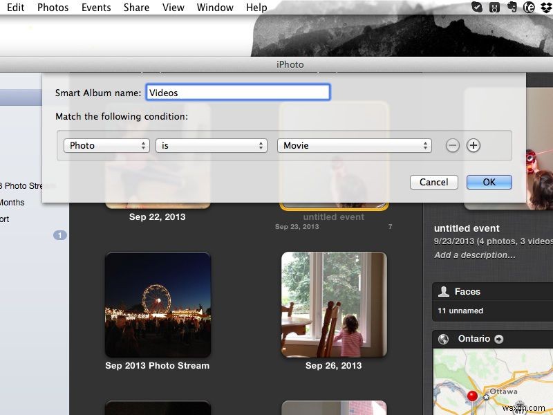 iPhoto में जल्दी से अपने वीडियो कैसे खोजें