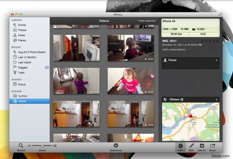 iPhoto में जल्दी से अपने वीडियो कैसे खोजें