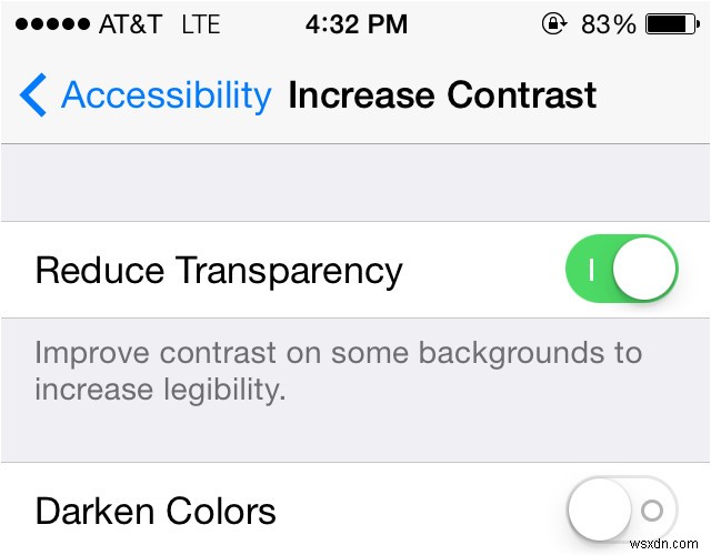 iOS 7.1 में पारदर्शिता कैसे कम करें पठनीयता में सुधार करने के लिए