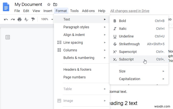 Google डॉक्स में सबस्क्रिप्ट और सुपरस्क्रिप्ट कैसे करें