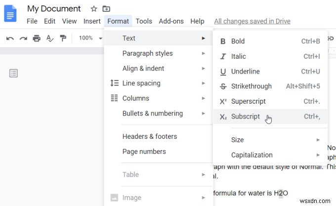 Google डॉक्स में सबस्क्रिप्ट और सुपरस्क्रिप्ट कैसे करें