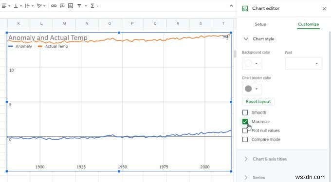 Google पत्रक में रेखा ग्राफ़ कैसे बनाएं