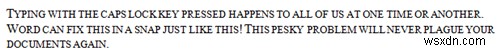 एमएस वर्ड में कैप्स लॉक टेक्स्ट को वापस सामान्य में बदलें 