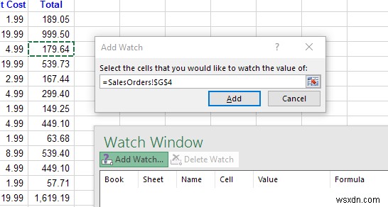 कार्यपुस्तिका में महत्वपूर्ण सेल की निगरानी के लिए एक्सेल वॉच विंडो का उपयोग करें