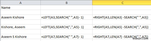 Excel में प्रथम और अंतिम नाम कैसे अलग करें