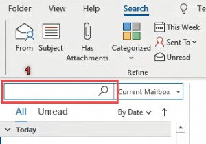प्रेषक, तिथि, कीवर्ड, आकार और अधिक द्वारा आउटलुक ईमेल खोजें 