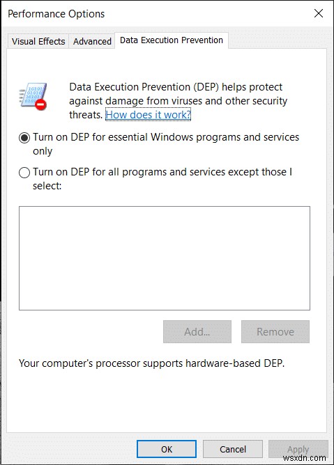 विंडोज 10 में डीईपी (डेटा एक्ज़ीक्यूशन प्रिवेंशन) को डिसेबल कैसे करें 