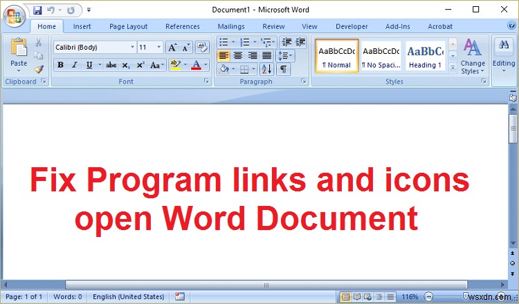 फिक्स प्रोग्राम लिंक और आइकन वर्ड डॉक्यूमेंट खोलते हैं 