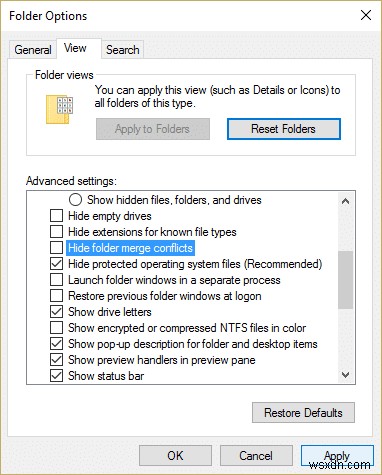 Windows 10 में फ़ोल्डर मर्ज विरोध दिखाएँ या छिपाएँ 