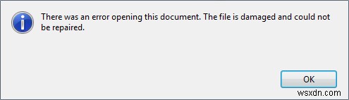 फिक्स फ़ाइल क्षतिग्रस्त है और मरम्मत नहीं की जा सकती 