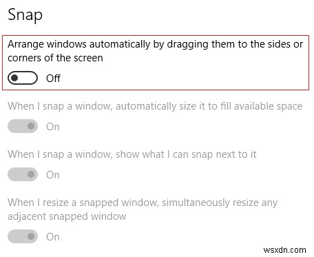 Windows को स्थानांतरित करते समय स्नैप पॉप-अप अक्षम करें
