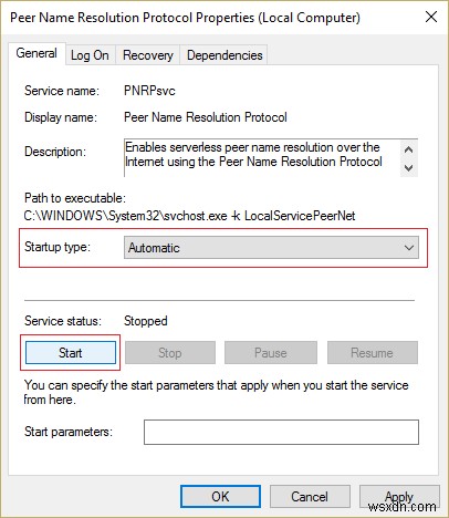 समस्या निवारण पीयर नाम समाधान प्रोटोकॉल सेवा प्रारंभ नहीं कर सकता