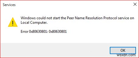 समस्या निवारण पीयर नाम समाधान प्रोटोकॉल सेवा प्रारंभ नहीं कर सकता
