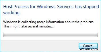 Windows सेवाओं के लिए फिक्स होस्ट प्रक्रिया ने काम करना बंद कर दिया है