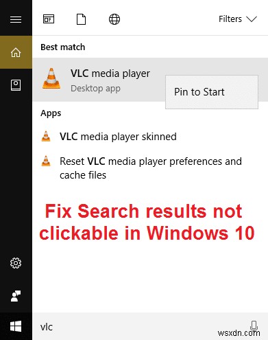 Windows 10 में क्लिक न करने योग्य खोज परिणामों को ठीक करें 