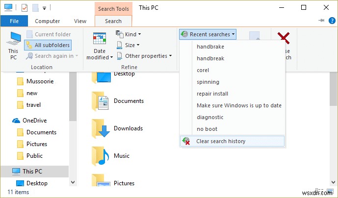 फाइल एक्सप्लोरर सर्च हिस्ट्री कैसे डिलीट करें