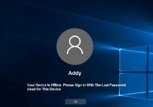 आपका डिवाइस ऑफ़लाइन है। कृपया इस डिवाइस पर उपयोग किए गए अंतिम पासवर्ड के साथ साइन इन करें 