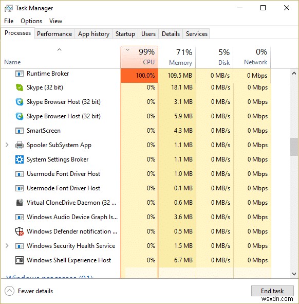 RuntimeBroker.exe द्वारा उच्च CPU उपयोग को ठीक करें 