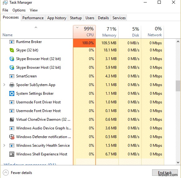 RuntimeBroker.exe द्वारा उच्च CPU उपयोग को ठीक करें 