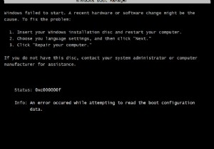 0xc000000f को ठीक करें:बूट कॉन्फ़िगरेशन डेटा को पढ़ने का प्रयास करते समय एक त्रुटि हुई 