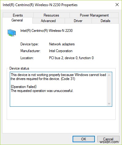 डिवाइस मैनेजर में नेटवर्क एडेप्टर त्रुटि कोड 31 को ठीक करें 
