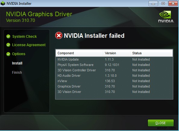 विंडोज 10 पर NVIDIA इंस्टालर विफल त्रुटि [हल] 
