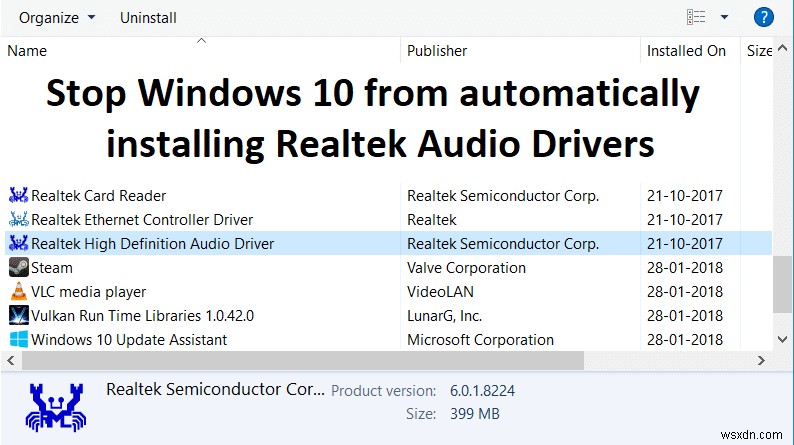 Windows 10 को Realtek ऑडियो ड्राइवर्स को स्वचालित रूप से इंस्टॉल करने से रोकें