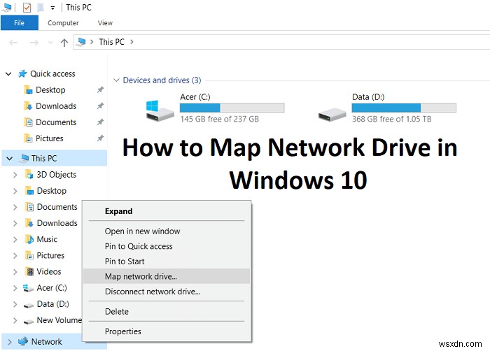 विंडोज 10 में नेटवर्क ड्राइव को मैप करने के 2 तरीके 