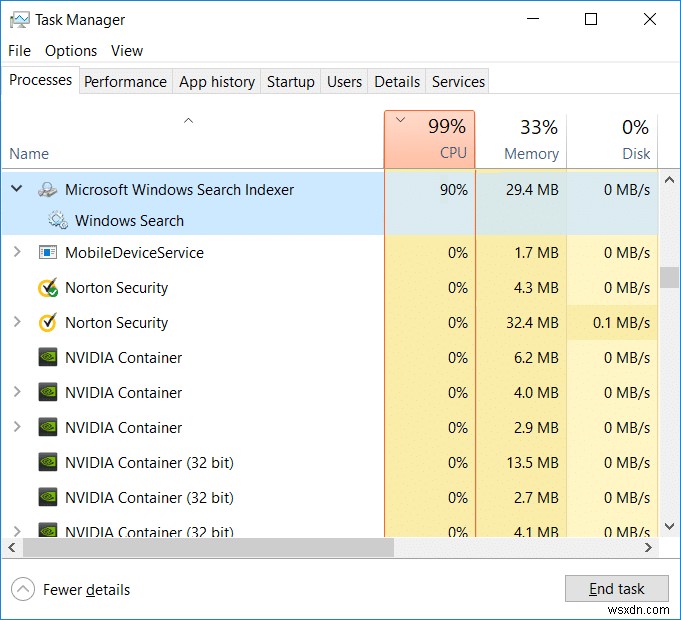 Searchindexer.exe उच्च CPU उपयोग को ठीक करें 