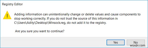 नेटवर्क कनेक्टिविटी के लिए आवश्यक Windows सॉकेट्स रजिस्ट्री प्रविष्टियाँ ठीक करें गायब हैं 