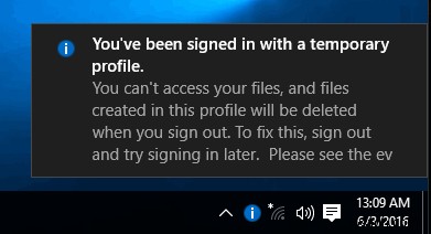 आपको एक अस्थायी प्रोफ़ाइल त्रुटि के साथ साइन इन किया गया है [समाधान] 
