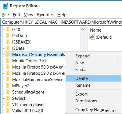 विंडोज 10 में माइक्रोसॉफ्ट सिक्योरिटी एसेंशियल को अनइंस्टॉल करें 