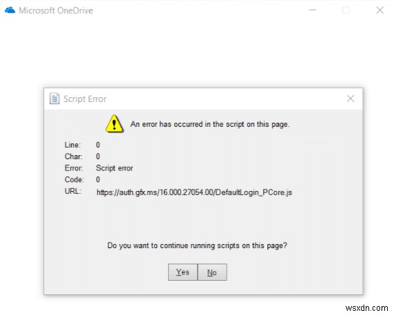 Windows 10 पर OneDrive स्क्रिप्ट त्रुटि ठीक करें 