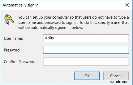 स्वचालित रूप से विंडोज 10 में यूजर अकाउंट में लॉग इन करें