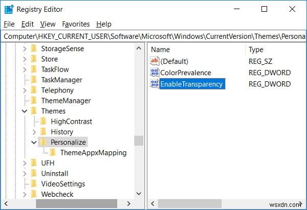 Windows 10 में पारदर्शिता प्रभाव सक्षम या अक्षम करें