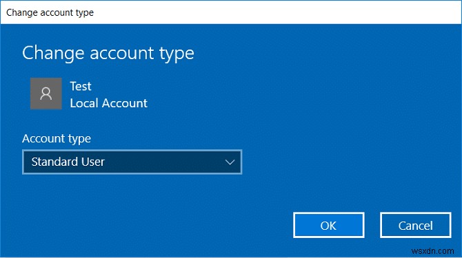 Windows 10 में उपयोगकर्ता खाता प्रकार कैसे बदलें